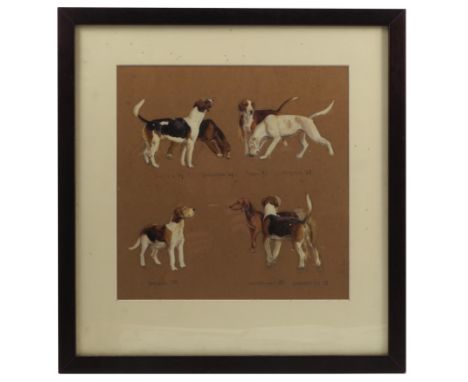 Attributed to Raoul Millais, watercolour and pencil study, Fox Hounds, hounds named to the reverse, 11ins x 10ins, was lot 18