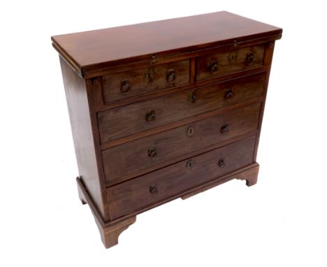 A mahogany bachelor's chest, with rectangular top fitted with two short drawers over three graduated long drawers to the base