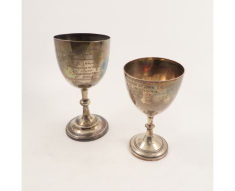 A silver trophy cup, Brewers Exhibition 1901 first prize, Sheffield 1900, weight 10oz, together with another silver trophy cu