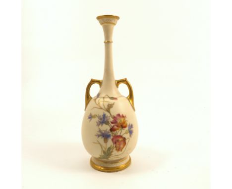 A Royal Worcester blush ivory vase, decorated with floral sprays, shape number 857, height 8.5ins