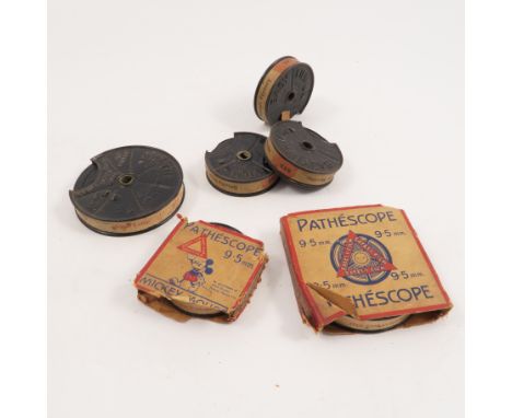 A Pathescope 9.5mm film, Mickey's Brigade Turns Out, together with other Pathescope 9.5mm film Aladdin and his Wonderful Lamp