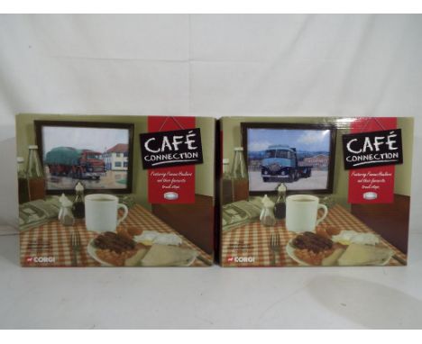 Corgi - two Cafe Connection trucks both limited edition comprising #10501 ERF Platform Lorry in the colours of Richard Read a