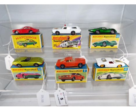 Matchbox - six diecast vehicles in original boxes comprising #8, #41, #45, #52, #55 and #75 models nm to m (Ford GT missing o