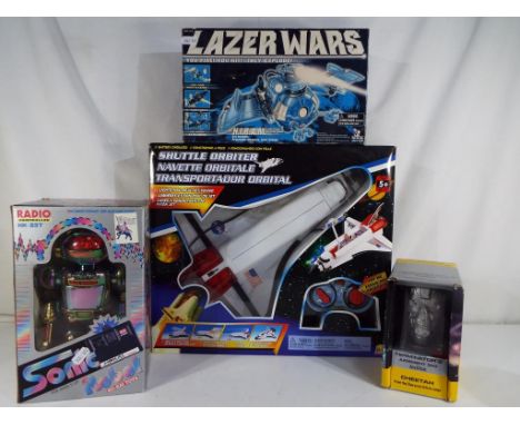 Electronic toys - a radio controlled HK337 Sonic Robot by HO-KAI toys, Lazer Wars by Toy Island, Space Shuttle Orbiter by Gol