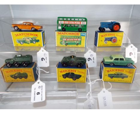 Matchbox - six diecast vehicles in original boxes comprising #29, #46, #54, #61, #74 and #72, models nm to m, boxes vg with s