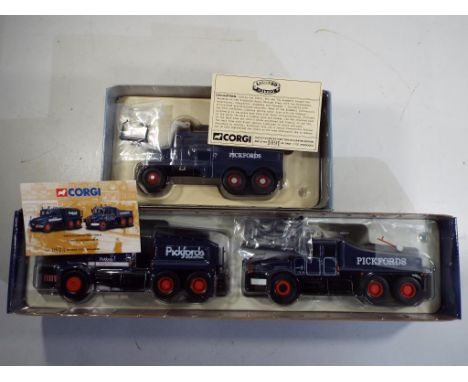 Corgi - two 1:50 scale diecast trucks in original boxes in the colours of Pickfords comprising 17502 Scammell Wrecker and 179