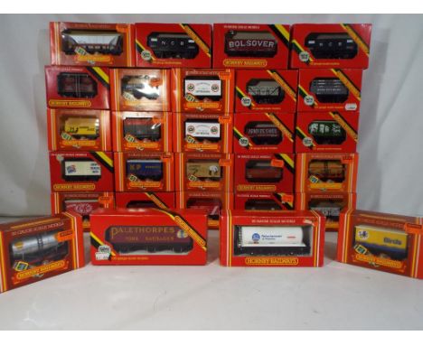 Model Railways - twenty eight Hornby OO gauge wagons in original boxes includes a R102 N.C.B. mineral wagon, R238 Hopper wago