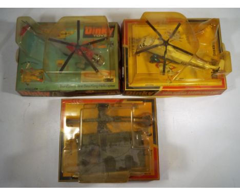 Dinky - three diecast vehicles in original boxes comprising 619 Bren Gun Carrier with anti-tank gun, 724 Sea King Helicopter 
