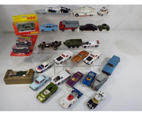 Dinky, Corgi and others - twenty seven diecast vehicles predominantly unboxed, comprising E-Type Jag, two Chevrolet Corvettes