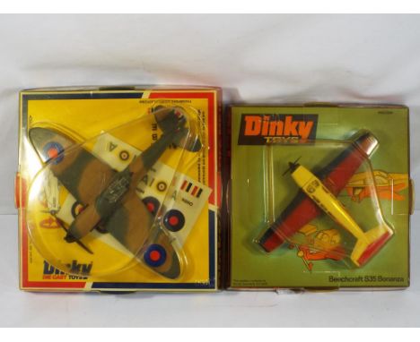 Dinky - two aeroplanes in original boxes comprising #710 Beechcraft S35 Bonanza and #741 Spitfire MK2 with original unused de