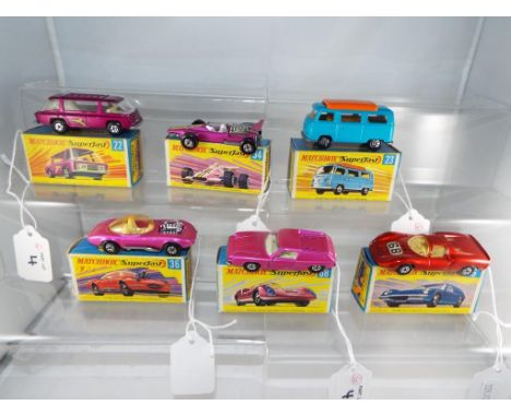 Matchbox - six Superfast models in original boxes comprising #5, #22, #23, #34, #36 and #68, models appear nm to m in e to nm