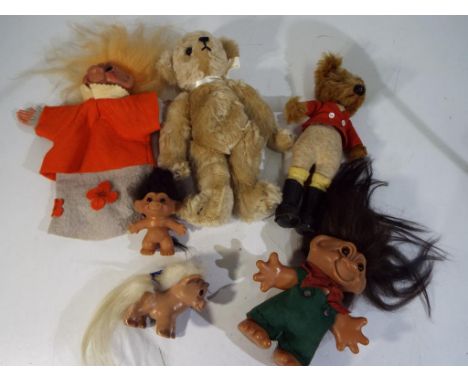 Bears and Trolls - a collection of vintage trolls to include DAM troll, a DAM hand puppet troll, a baby DAM, Polly DAM, also 