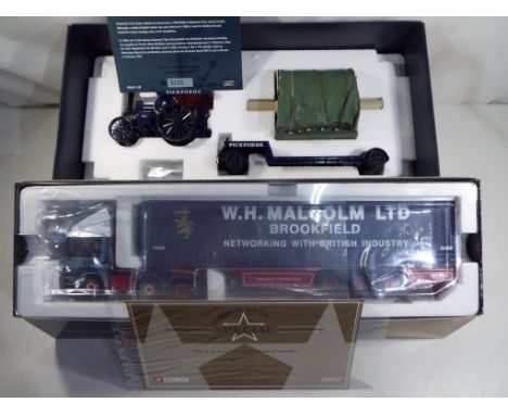 Corgi - two 1:50 scale diecast sets comprising 80102 Fowler B6 Road Locomotive with Lowloader and cylinder and CC12704 ERF Cu