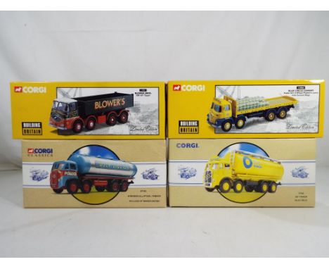 Corgi - four 1:50 scale trucks in original boxes comprising 11701 ERF Tipper in Blowers Transport colours, 13904 Foden in the