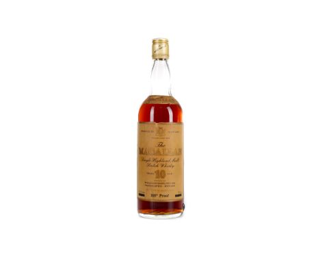 MACALLAN 10 YEARS OLD 100° PROOF Single Malt Scotch Whisky 26 2/3 fl.oz (75.7cl), 100° proof.