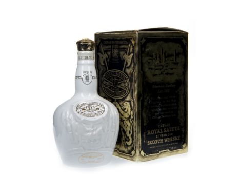 CHIVAS REGAL ROYAL SALUTE 21 YEARS OLD WHITE FLAGON Blended Scotch Whisky 75cl, 40% volume, white flagon in cloth sack and ca