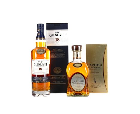 GLENLIVET AGED 18 YEARS Single Malt Scotch Whisky 70cl, 43% volume, in box. CARDHU GOLD RESERVE Single Malt Scotch Whisky 70c