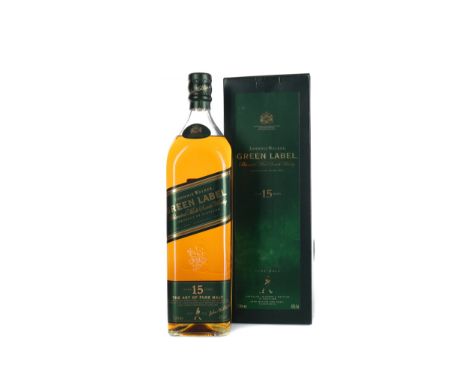 JOHNNIE WALKER GREEN LABEL AGED 15 YEARS - ONE LITRE Blended Malt Scotch Whisky One litre, 43% volume, in carton.