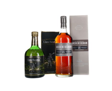 GLEN SCOTIA 8 YEARS OLD Single Malt Scotch Whisky 75cl, 40% volume, in carton. AUCHENTOSHAN THREE WOOD Single Malt Scotch Whi