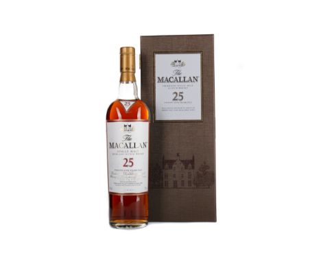 MACALLAN 25 YEARS OLD Single Malt Scotch Whisky Matured in sherry oak. 700ml, 43% volume, in box.