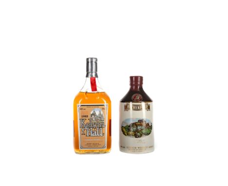 RUTHERFORD Blended Scotch Whisky 40cl, 40% volume. KELVINHALL Blended Scotch Whisky 75cl, 40% volume. Two bottles.