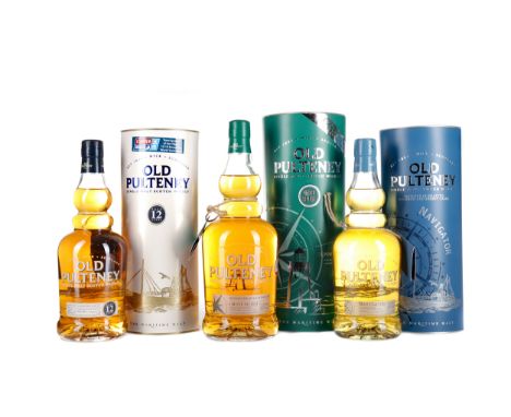 OLD PULTENEY DUNNET HEAD - ONE LITRE Single Malt Scotch Whisky One litre, 46% volume, in tube. OLD PULTENEY NAVIGATOR Single 