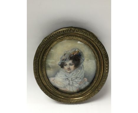 A quality Framed oval portrait miniature Of a Victorian lady.