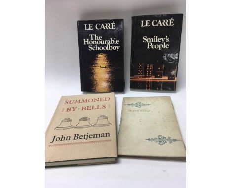 Two signed copies of Le Carre books, The Honourable Schoolboy and Smileys People. As well as an 1854 copy of Grays Elegy and 