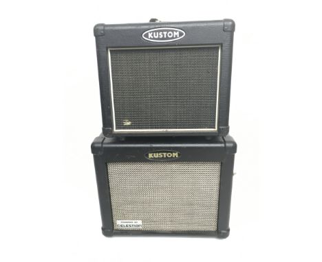 Two Kustom guitar amplifiers comprising a Solo 16DFX and a Dart 10FX together with a Trucker Custom Sound amplifier and two n