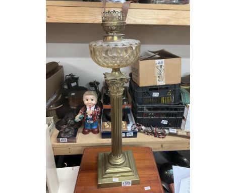 A corintnthium coloumn brass oil lamp (A/F) - NO RESERVE