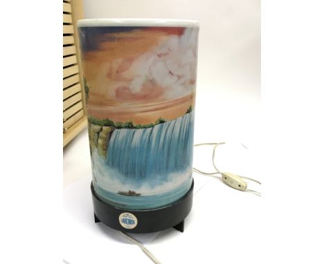 A vintage Laronde lighting rotating lamp depicting a waterfall scene - NO RESERVE