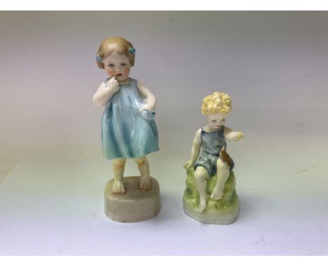 2 Royal Worcester figurines modelled by F.G.Doughty titled only Me &amp; Tea Time.