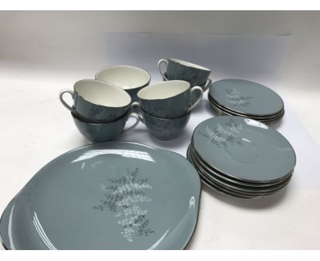 Royal Doulton Forest Glade tea set including saucers, cups, plates, a sugar bowl and a cake plate - NO RESERVE