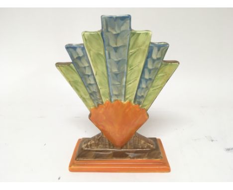 A Myott Art Deco hand painted flower display vase 22cm high.