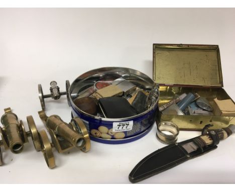 A collection of vintage lighters a hunting knife model cannons and other oddments (a lot)