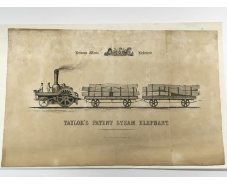 A rare Victorian Lithograph of Taylors Patent Steam Elephant circa 1860 and printed by Maclure McDonald and Macgregor Liverpo