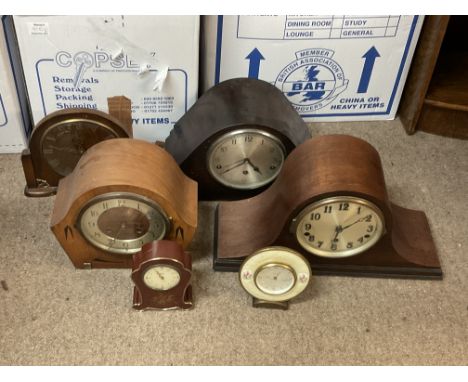 6 various mantle clocks and a small Black Forest cuckoo clock.