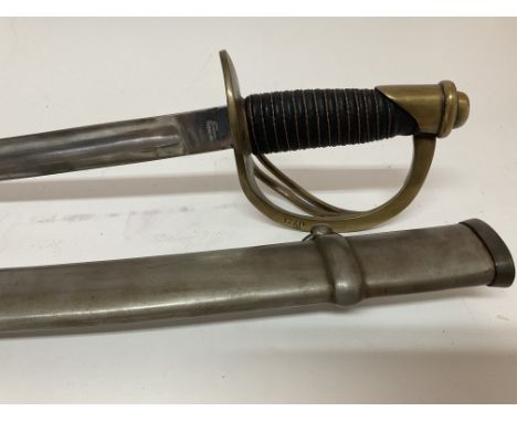 A reproduction 1862 American army issue cavalry sword and scabbard.