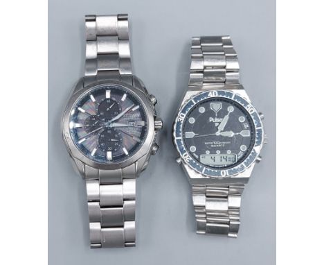 A Citizen Eco Drive Titanium Sapphire WR100 stainless steel cased gentlemans wristwatch together with another wristwatch by P
