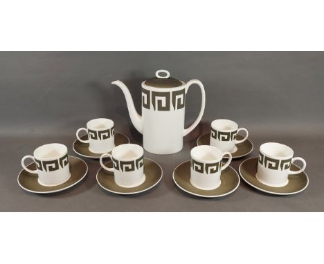 A Wedgwood, Susie Cooper, Green Keystone pattern coffee service
