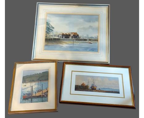 Norman Smith, Birdham Mill, watercolour, 38cms by 51cms together with an oil on board by John Webster and another painting by
