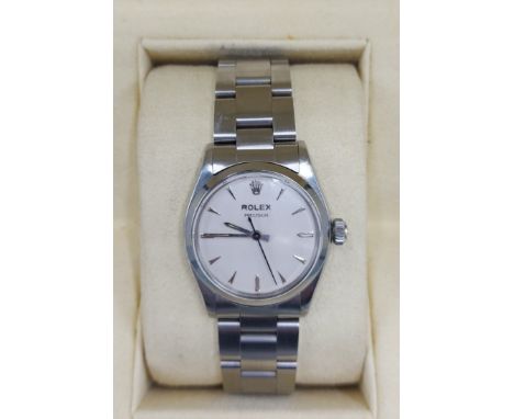 A Rolex Precision stainless steel cased gentlemans wristwatch, 6422 ref, serial number 70714, with stainless steel strap, com