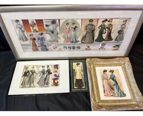 A Selection of vintage fashion scraps framed. 