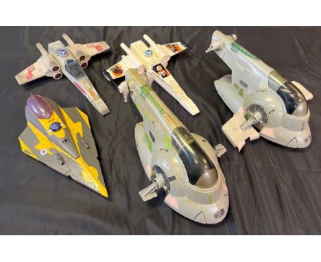 A Lot of Vintage Star Wars ships to include two Slave 1 Models, Two X-Wing ships and one other 