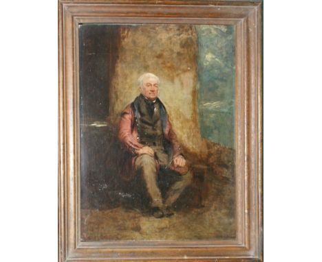 Scottish school Seated full length portrait gentlemanOil on panel37.5cm x 26.5cm 