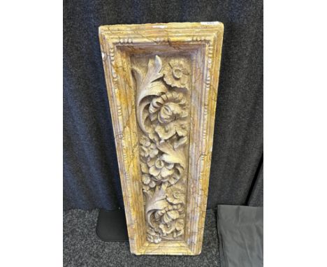 A Large plaster wall panel depicting a floral design. [82x26cm] possibly painted by renowned Scottish Artist William McLaren 