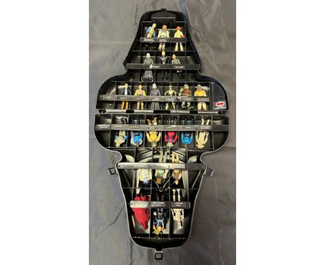 A Vintage Darth Vader head, figure carry case, Containing an assortment of Vintage mixed Star Wars Figures to include Leia, L