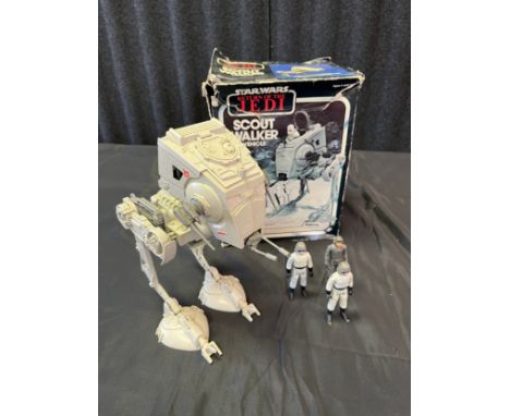Vintage Star Wars Scout Walker vehicle, three figures and original box. 