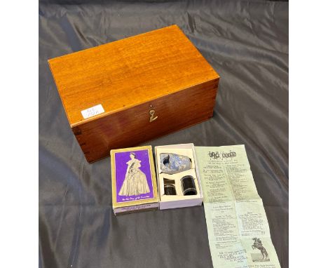 A Vintage wooden document box, Together with a Coronation small view scope and film. 