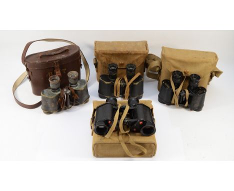 WWII collection of four pairs of binoculars, to include a pair of Ross London, No 80954, pair of 1943 Taylor Hobson MK. III, 